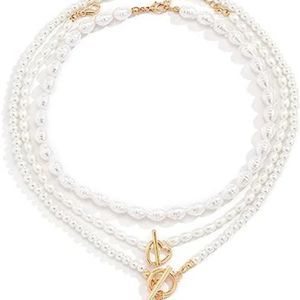 Women Trendy Pearl Chain  Pearl Pendant Pearl Choker Necklace
